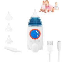 Mouche bébé électrique, Aspirateur nasal bébé avec 3 embouts en silicone, 3 niveaux d'aspiration réglable, fonction musique/lumière