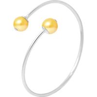 PERLINEA - Bracelet 2 Véritables Perles de Culture d'Eau Douce Rondes 9-10 mm Gold - Argent 925 Millièmes - Bijoux Femme