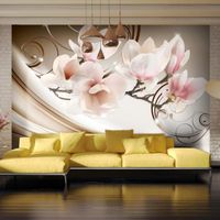 Papier peint Fleurs Waves of Magnolia 350x245 cm - Papier peint panoramique - Intissé