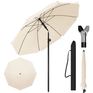 PARASOL WOLTU Parasol de Jardin,Parasol Plage,Fonction d'inclinaison,Hauteur Réglable,Anti-UV,pour Balcon,Terrasse,155cm,Beige