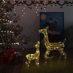 PERSONNAGES ET ANIMAUX Décoration de Noël Famille de deux Rennes de Décoration Acrylique 160 lumière LED-Pour Jardin d'extérieur ou salon-Blanc chaude