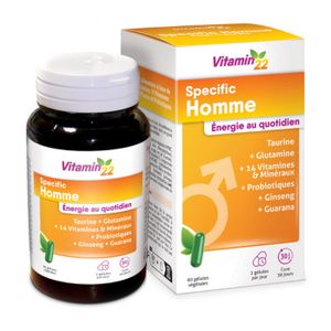 TONUS - VITALITÉ VITAMIN 22 - Specific Homme - 14 Vitamines et Minéraux - Energie au quotidien - Sans gluten - 60 gélules - Fabriqué en France
