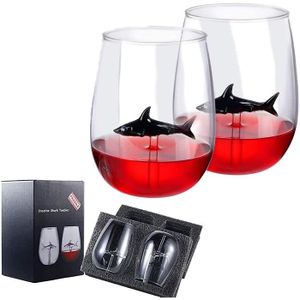 KPJSJ Verres à vin Rouge Tasse en Verre avec Requin à l'intérieur du Verre Verre Transparent sans Plomb pour la fête du Bar à la Maison 