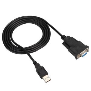 Cable Convertisseur USB 2.0 Type A DB9 Serial Port 9 Pin RS-232 Male 0.8m  Noir