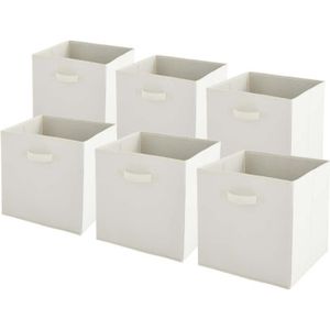 Lot de 6 cubes de rangement pliables gris en tissu non tissés - 30x30x30 cm  Couleur gris Calicosy