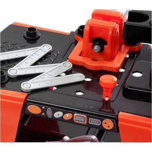 Atelier d'outils électriques BLACK + DECKER - Établi de jeu pour enfants  avec perceuse, scie à onglet et lampe de poche fonctionnelle - Construisez  votre propre boîte à outils - 75 outils
