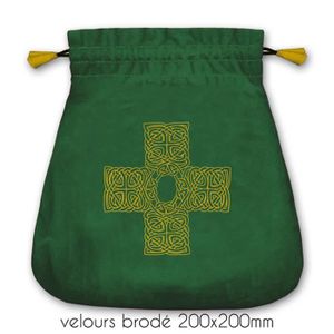 CARTES DE JEU Pochette tarot velours 'Celtic Cross' vert - 20x20