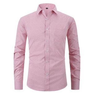 Polo rose sans repassage pour homme, revers extensible, chemise d'affaires boutonnée, manches longues, décontracté, respirant, évacuation de l'humidité, t-shirt de golf élégant, mode urbaine, haut
