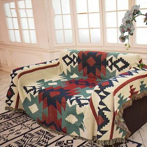 Avec pompons Couverture décorative Beige Style bohème Hayisugal Jeté de canapé Couverture douce tricotée 130 x 150 cm