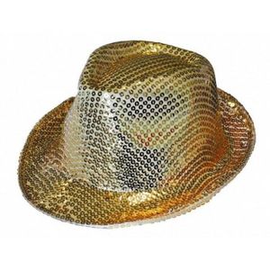 Accessoire chapeau borsalino disco à paillettes couleur dorée