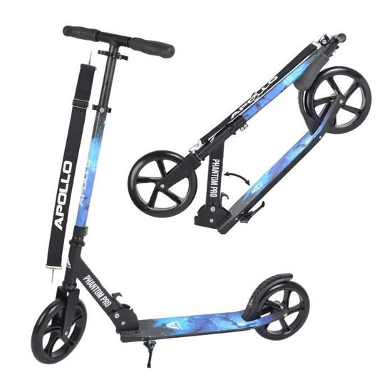 Apollo Phantom Pro - Trotinette Freestyle Ville Roues XXL 200mm Pliable Réglable Adultes Enfants Jusqu'à 100kg