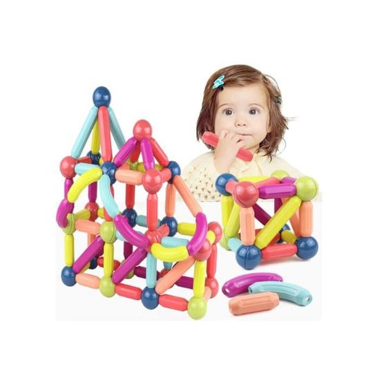 Blocs Magnétiques 100 Pièces – Jouets De Construction Montessori – ABS Solide – Apprentissage STEM – Dès 3 Ans – Créativité Infinie