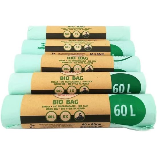 Rouleaux De Sacs Poubelles Verts De 30 Litres 100% à Base De