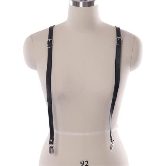 Harnais Corps Punk TOFBS - Cuir Noir - Taille Adjustable - Style Gothique