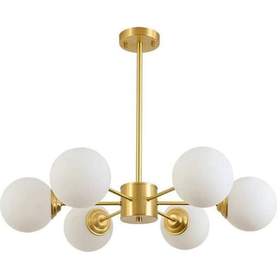 Lustre Spoutnik 12 Bras Laiton Brossé - Abat-jour Multicolores - Lumière Chaude - Neuf