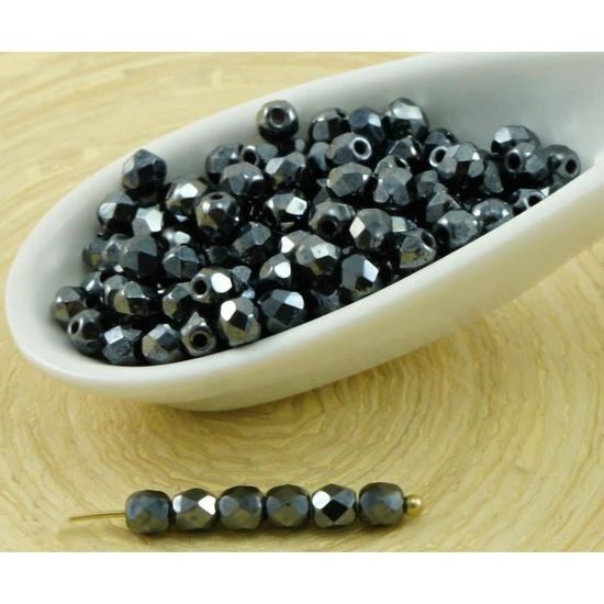 20 perles verre Noir facette métallisé irisé tubes 10mm DIY Bijoux Loisirs