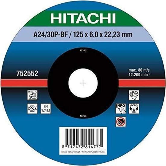 Hitachi 752552 Disque à Tronçonner Métal 125 X 6 X 22,2 Mm