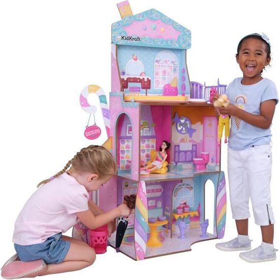 KidKraft - Maison de poupées/château Candy Castle en bois avec 28 accessoires inclus