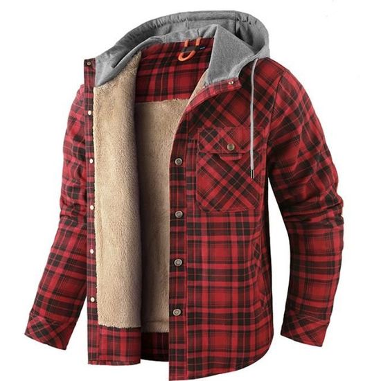 Chemise Simms Homme Taille M - Flanelle Rouge à Rayures - Manches Longues