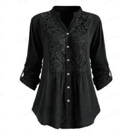 Blouse grande taille à manches longues en voile femme kaki