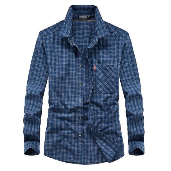 Chemise Mountain Hardwear Homme - Bleu à Carreaux, Manches Longues, Taille L - Très Bon état