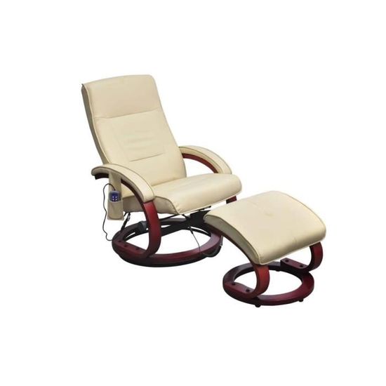 493MAGICSALE®Fauteuil de massage Fauteuil Electrique|Fauteuil de soins|Relaxation de Salon avec repose-pied Crème Similicuir,66 x 96