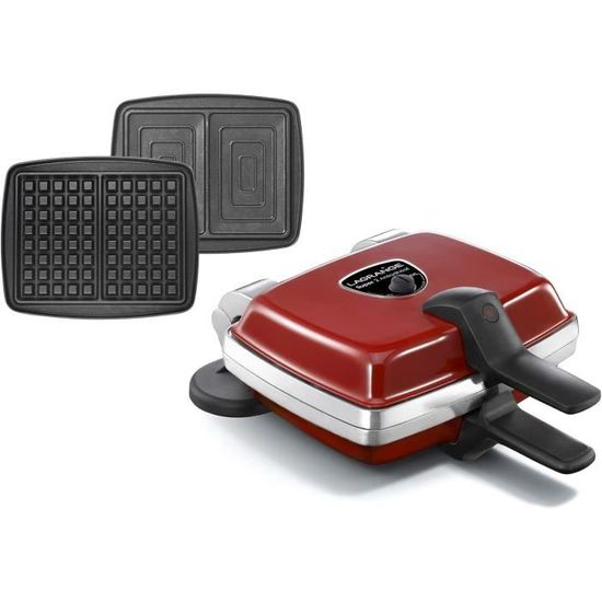 LAGRANGE Gaufrier Super 2 Antiadhésif rouge (plaques gaufres + croque