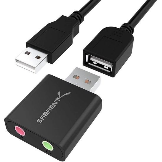 Carte Son USB Sabrent - Adaptateur Audio 3.5mm Pour PC, PS4, PS5
