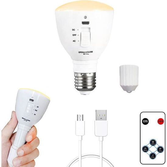 Ampoule LED rechargeable USB 7w E27 lampe portable lumière de secours -  Cdiscount Sport