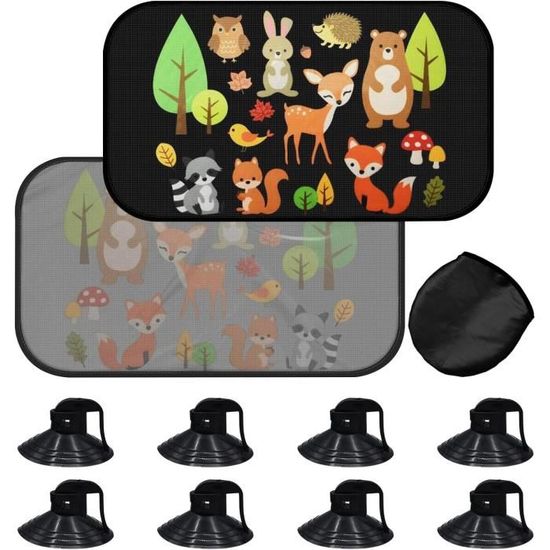 2 Ensembles Pare-Soleil Voiture TICKLELY - Protection UV Avec Ventouses - Couverture Fenêtre Voiture Double Couche
