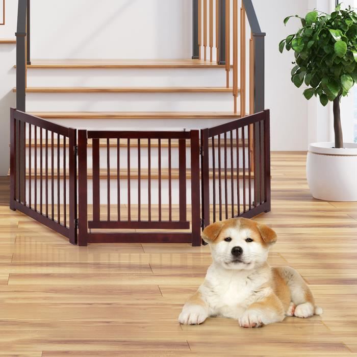 Giantex Barrière d’Animal, Barrière de Sécurité pour Animal avec Porte, Design Pliable &Serrure de Porte de Sécurité pour Cuisine