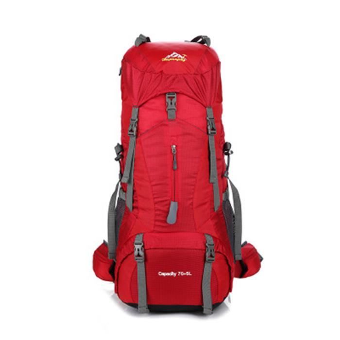 75L Sac à dos Étanche Multi-Function Sac à Dos Randonnée Sport de Plein air Sac à Dos pour escalade (77*31*27CM)--rouge
