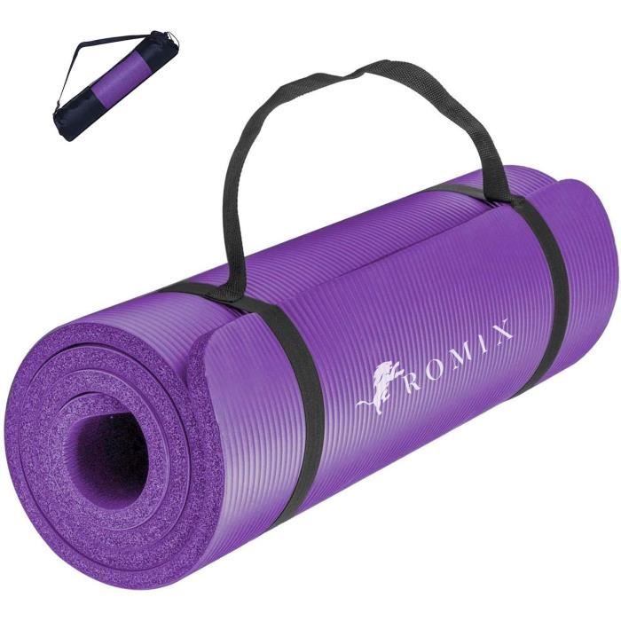 ROMIX Tapis Yoga, 15MM Epais Haute Densité Antidérapant Écologique Gymnastique Yoga Mat, Premium Léger Non Toxique Sol Tapis de Exer