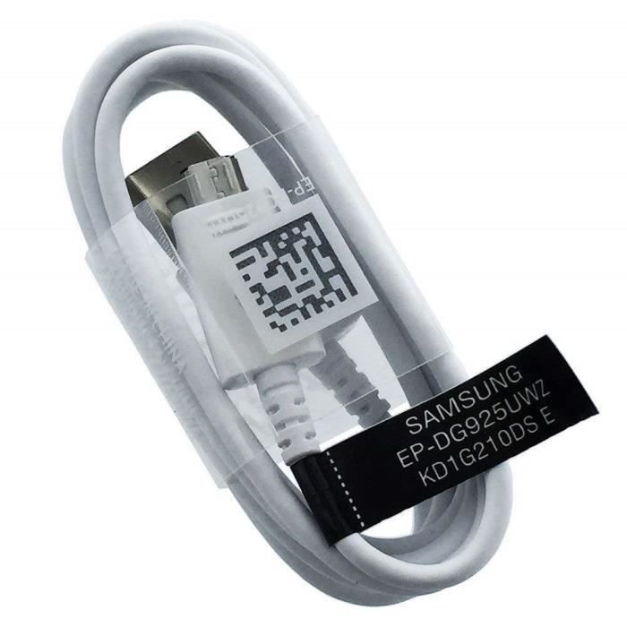 Samsung D'origine EP-DG925UWZ Câble De Données Micro USB Galaxy Note 4 / 5 / S6 / S6 Edge S7 / S7 Edge 1,2 m