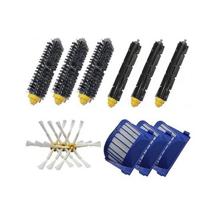 3X brosses à poils+3X Flexible Beater Brushes+3 X6-Armed Side Brushes Pour iRobot Roomba 600 Series Aspiration Robots