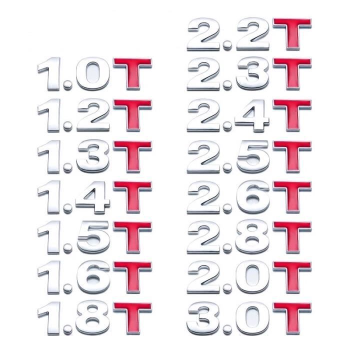 Autocollant de déplacement de voiture en métal - 1.0 1.2 1.5 1.6 1.8 2.0 2.5 2.8 T volume, logo de voitu - Modèle: I - ANQCCTB09387