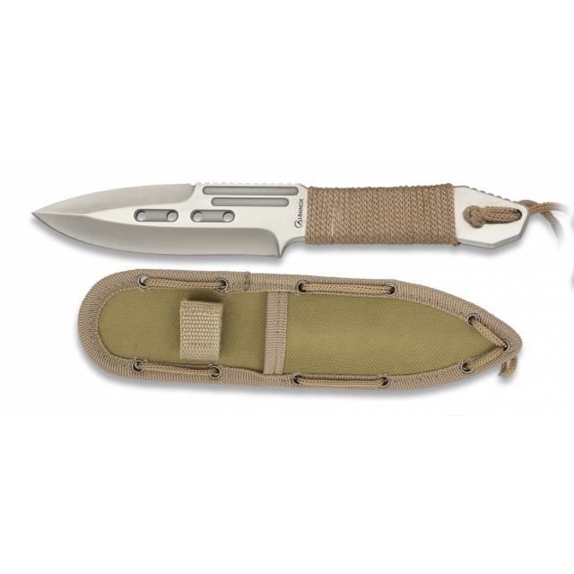 Couteau tactique Albainox, Avec Mango Strunged, Taille totale 21,5 Cm, Acier inoxydable, Avec étui en nylon, 32026