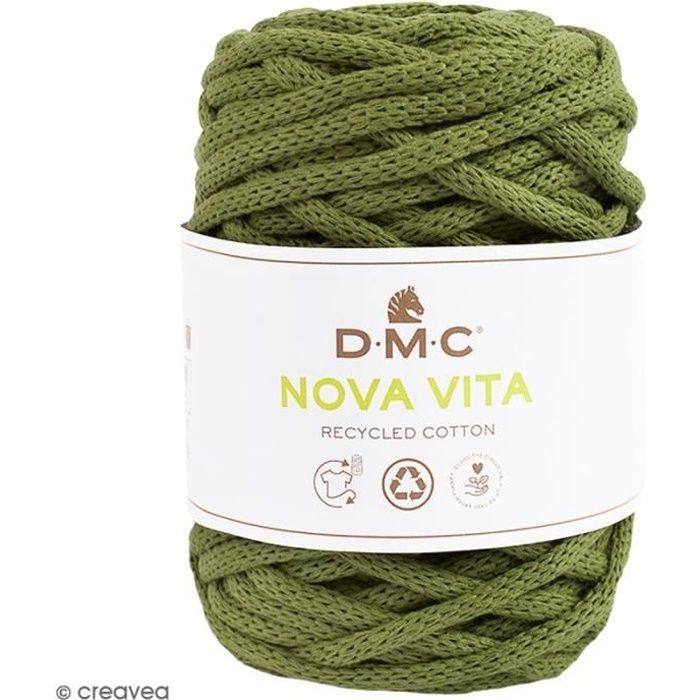 Fil DMC coton recyclé Nova Vita - Macramé, Crochet, Tricot - 250 g Vert Kaki