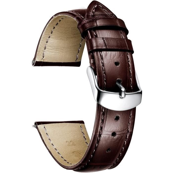 Compatible avec Bracelet Samsung Gear S3 Frontier/Classic/Watch3 45 mm/ Garmin Vivoactive 4 Bracelet de rechange en cuir, marron