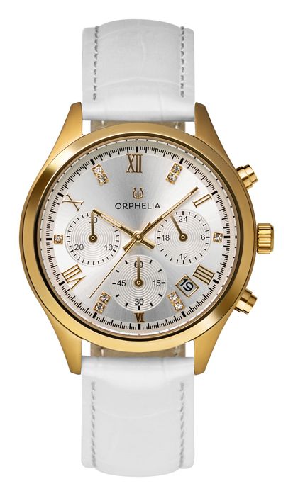 ORPHELIA - Montre Femmes - Quartz - Chronographe - Bracelet en Cuir - Blanc - OR31803
