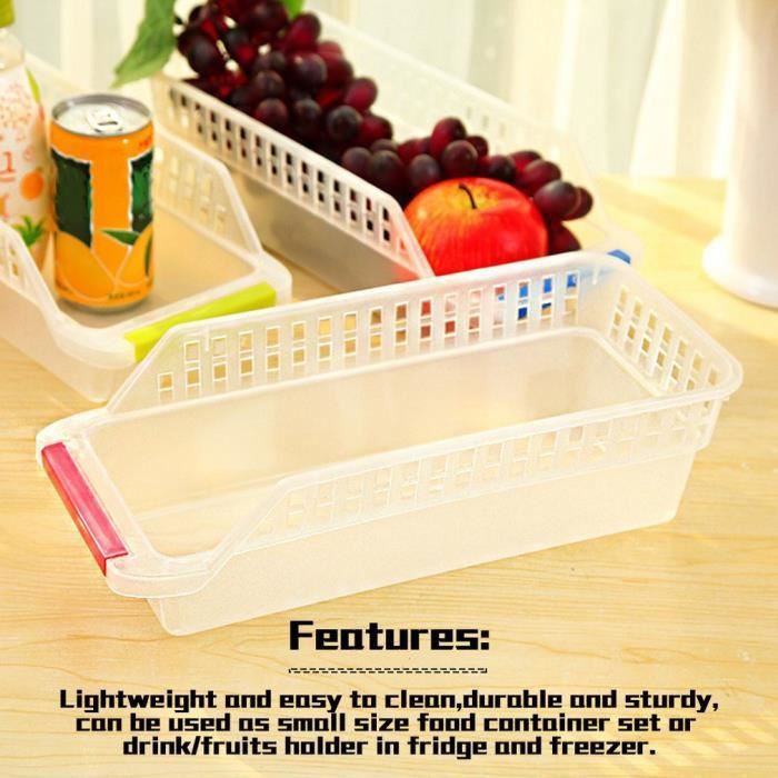 5 pcs Petit Panier de Réfrigérateur Organisateur Bacs d'alimants Tiroir de Rangement Fruits Légumes - 30*13.5*8.5cm