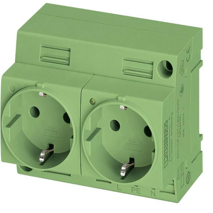Prise 2P+T modulaire Phoenix Contact EO-CF/UT/LED/DUO/GN 804037 vert (L x l) 60 mm x 90 mm 1 pc(s)