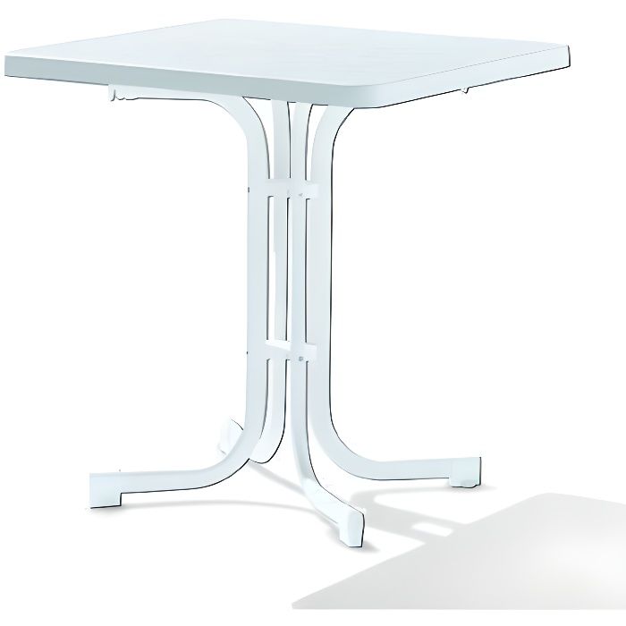 SIEGER Table de Jardin Acier Blanc 70 x 70 x 72 cm - 131/W