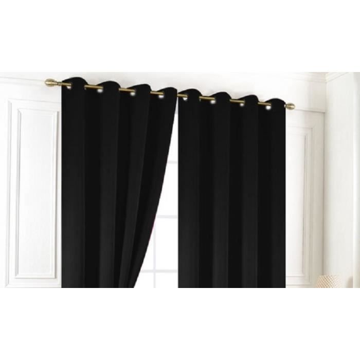 Rideaux Occultant Uni 140 x 240 -Cristal-- Noir