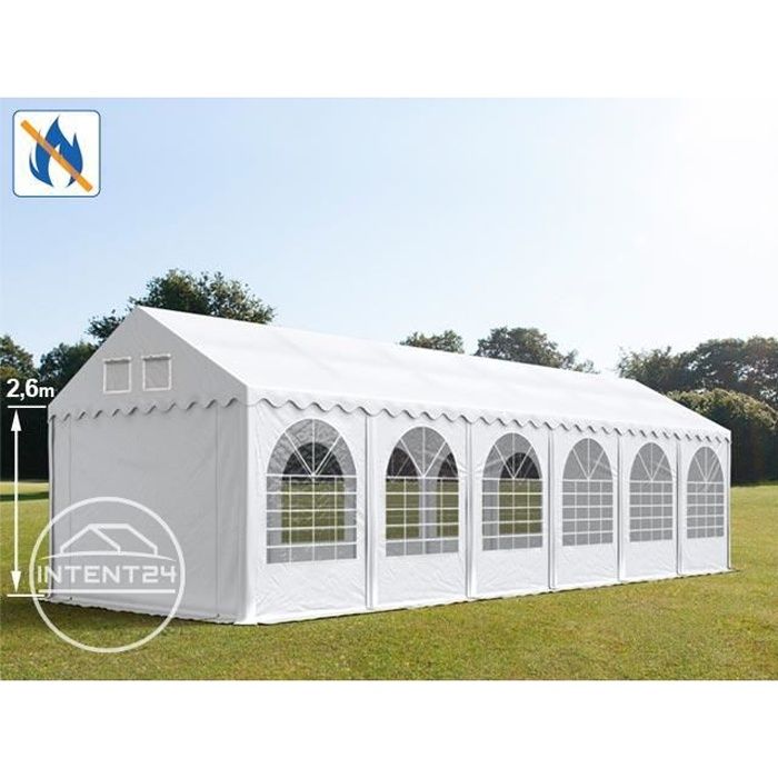 4x12 m XXL barnum, tonnelle chapiteau tente de réception Toolport, PVC anti-feu, H. 2,6 m, blanc
