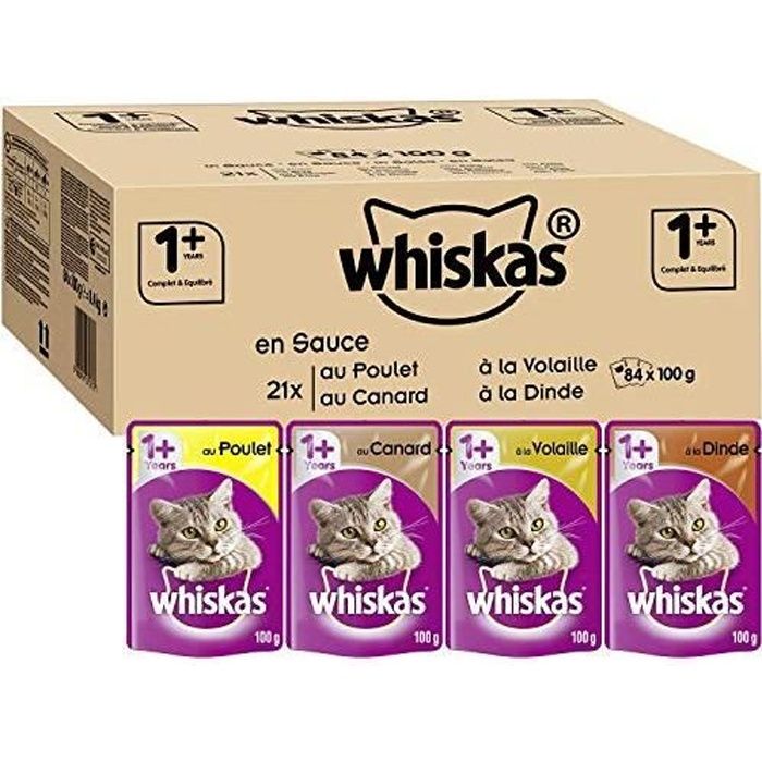 Whiskas Sachets Fraîcheur pour Chat Adulte (Stérilisé Ou Non), Sélection à La Volaille en Sauce, 84 Sachets Repa 590095127577