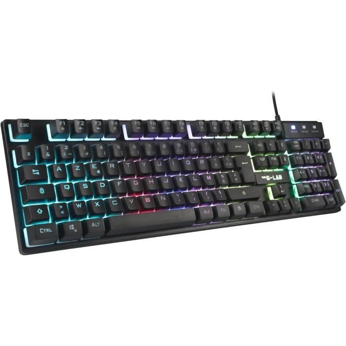 Clavier Gaming - Membrane RGB - THE G-LAB - KEYZ-CAESIUM/FR - FR Layout - 12 raccourcis - 19 touches