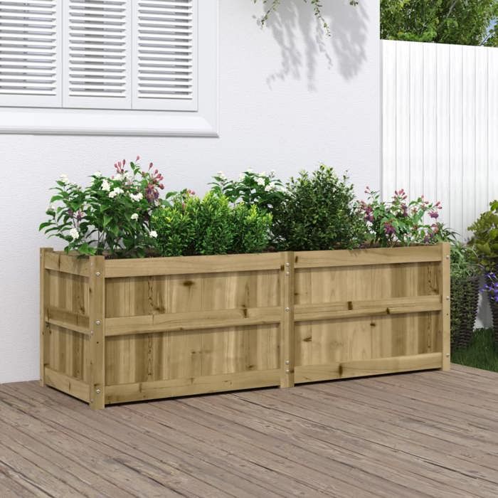Jardinière Surélevée En PP Marron Clair - 80x36x35 Cm, 80L - Parfaite Pour Balcon, Terrasse Et Potager
