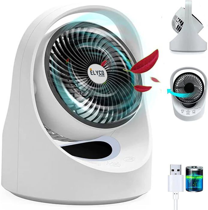 Ventilateur De Table Miady - Batterie 5000 MAh, Oscillation 135°, 3 Vitesses, Silencieux, USB-C, Pour Bureau Ou Maison - 10
