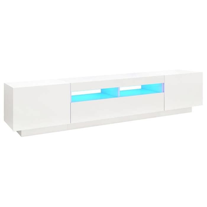 Armoire TV - Meuble TV - avec lumières LED - Blanc 200x35x40 cm LL96573